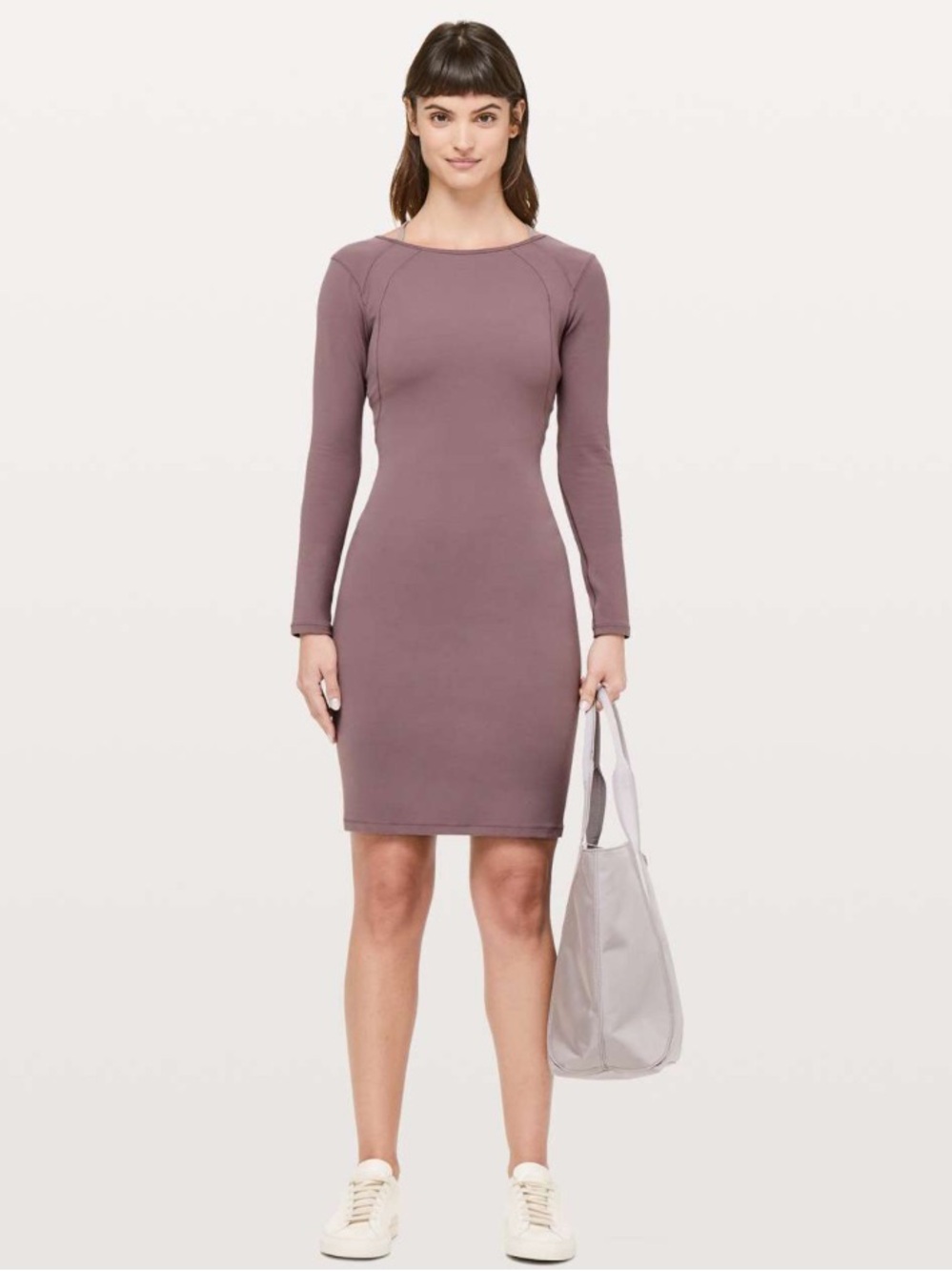 Lululemon Contour Dress Nulu Dusty Purple Long Sleeve Open Back Bodycon Casual